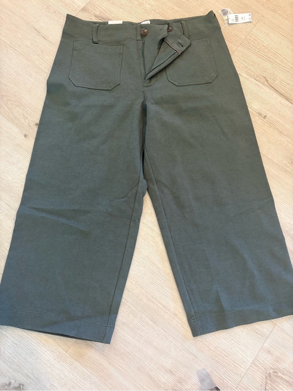 Maeve Olive Green Textured Trousers